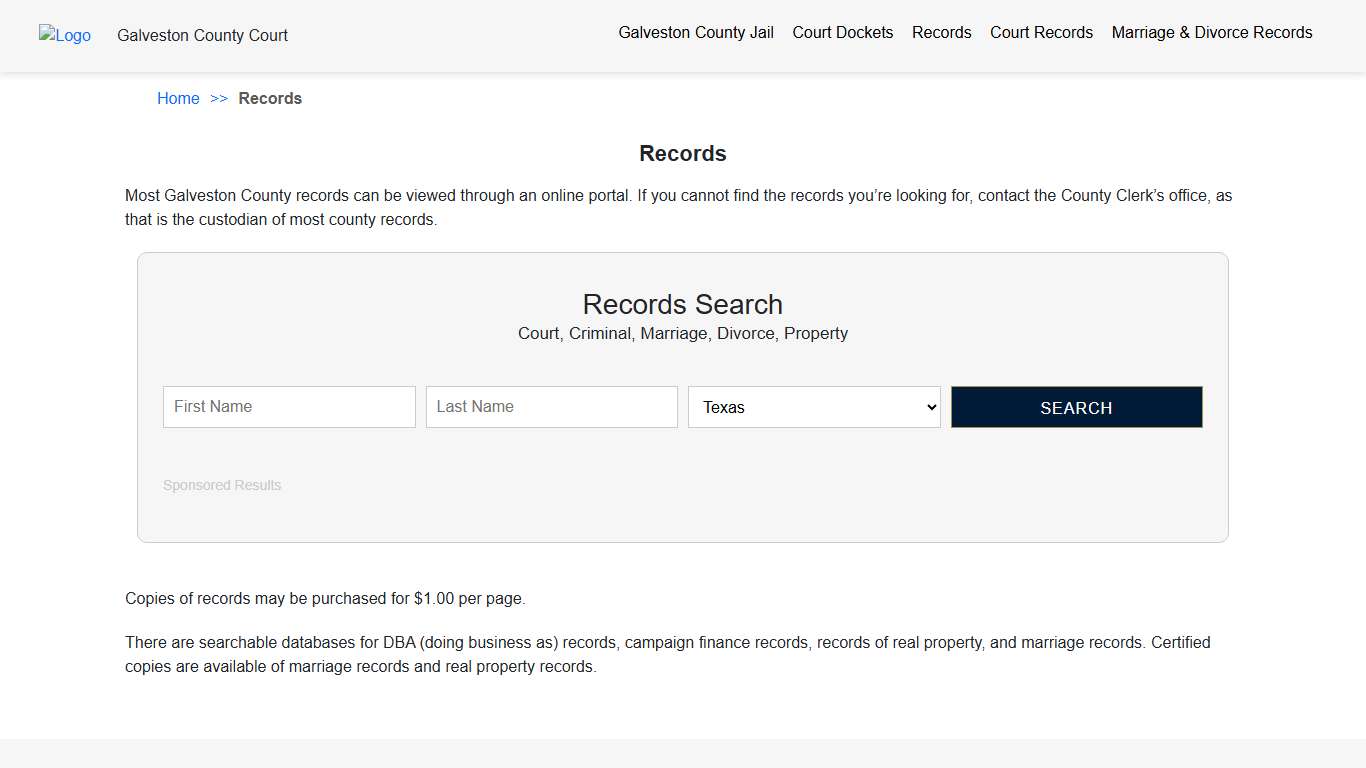 Records Galveston TX County Court